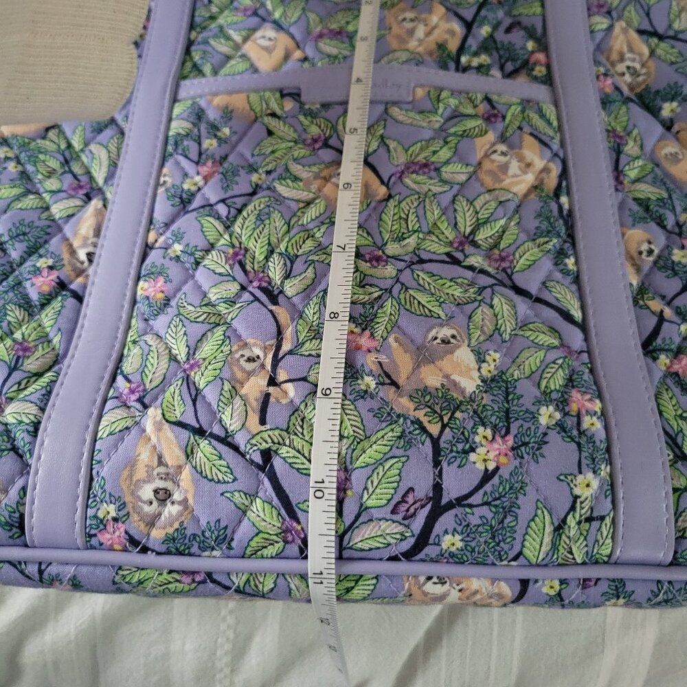 Vera Bradley Hanging Around Sloth Tote Bag Lavender Purple Rare Retired Print - Picture 6 of 8
